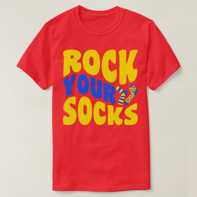Rock Your Socks Down Syndrome Awareness T-Shirt (Design Front)