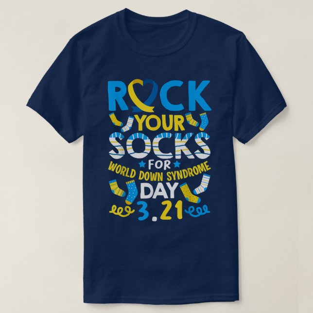 Rock Your Socks Down Syndrome Day Awareness for Bo T-Shirt (Design Front)
