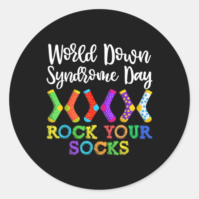 Rock Your Socks Kid Syndrome Awareness Warrior Sup Classic Round Sticker (Front)