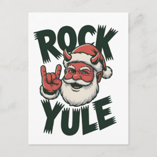 Rock Yule Santa Devil Horns Yule krampus Postcard