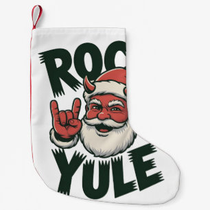 Rock Yule Santa Devil Horns Yule krampus Small Christmas Stocking