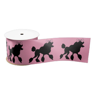 Rockabilly 1950s Black Poodles on Pink Satin Ribbon