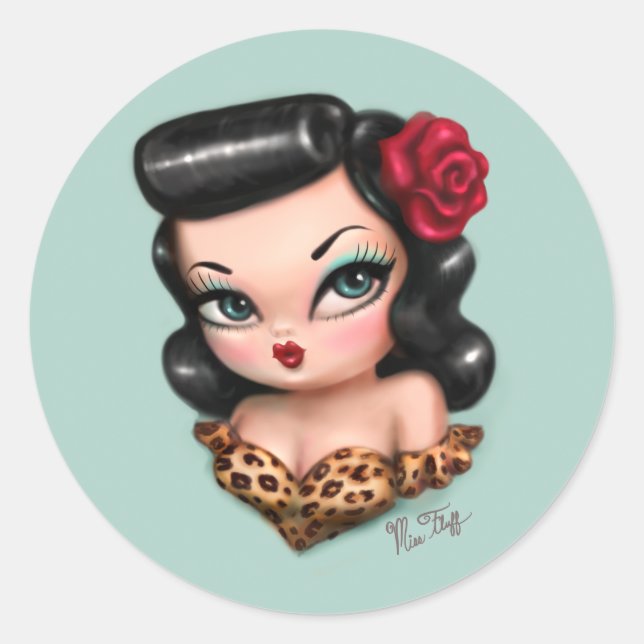 Rockabilly Baby Doll Classic Round Sticker (Front)