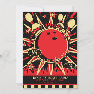 Rockabilly Bowling Party Invitation