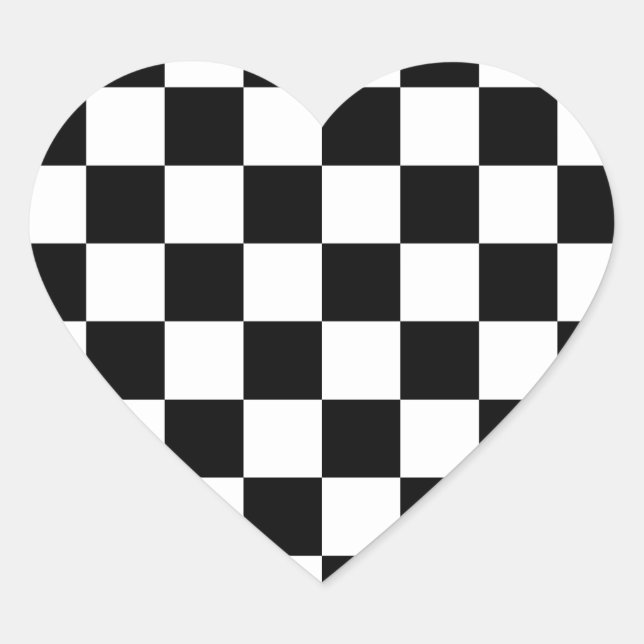 Rockabilly Chequerboard Heart Sticker (Front)