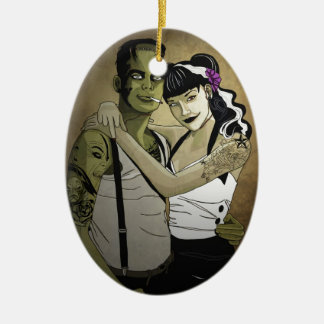 Rockabilly Couple Ceramic Ornament