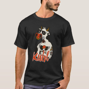 Rockabilly Cow Cow with Sunglasses Farmer T-Shirt