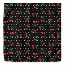 Rockabilly Cute Polka Dots and Red Cherries Print 