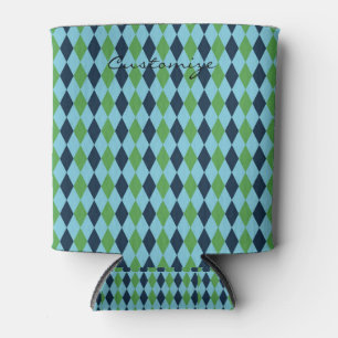 Rockabilly diamond plaid Thunder_Cove Can Cooler