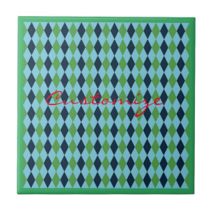 Rockabilly diamond plaid Thunder_Cove Ceramic Tile