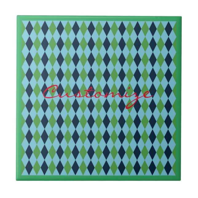 Rockabilly diamond plaid Thunder_Cove Ceramic Tile (Front)