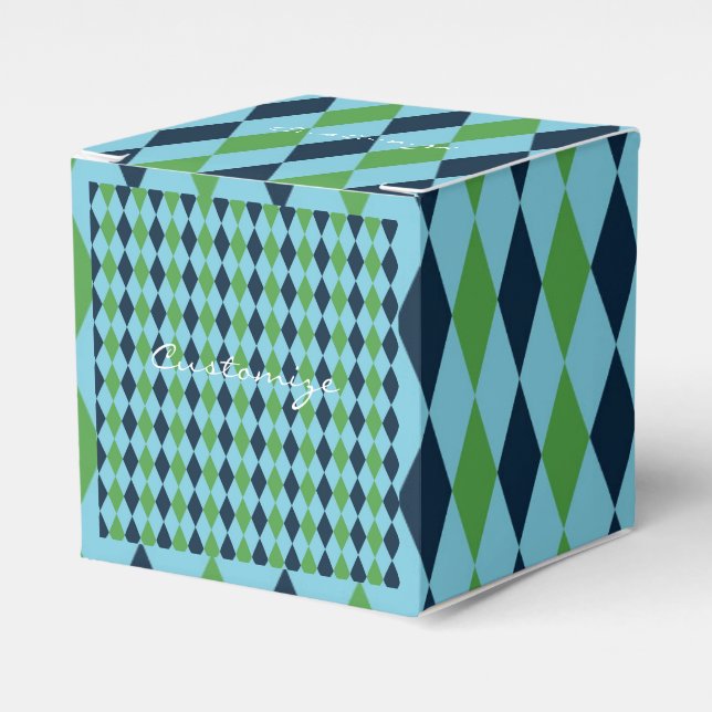 Rockabilly diamond plaid Thunder_Cove Favour Box (Front Side)