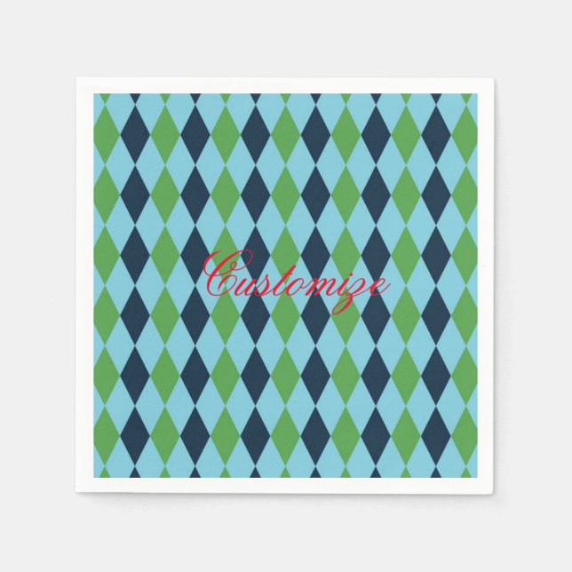 Rockabilly diamond plaid Thunder_Cove Napkin (Front)