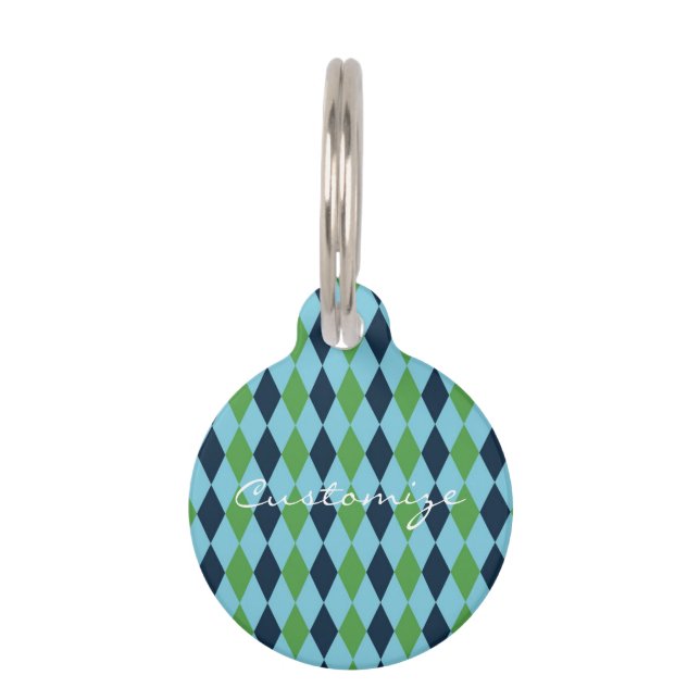 rockabilly diamond plaid Thunder_Cove Pet Tag (Front)
