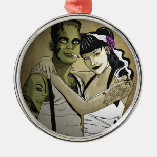 Rockabilly Frank and Bride Metal Tree Decoration