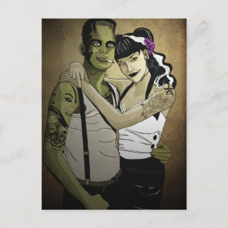 Rockabilly Frank and Bride Postcard