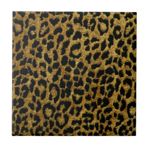Rockabilly Gold Black Leopard Print Ceramic Tile