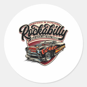 Rockabilly Hotrod Speed Flames - pos Classic Round Sticker