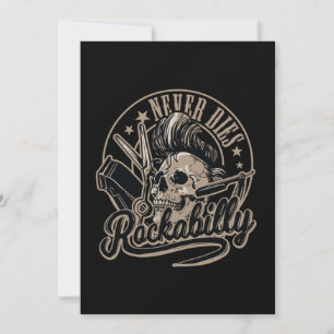 Rockabilly Never Dies Barber Skull Rocker Invitation
