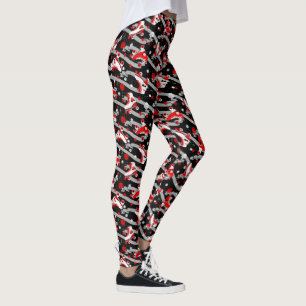 Rockabilly Retro Roller Skating Pattern Leggings