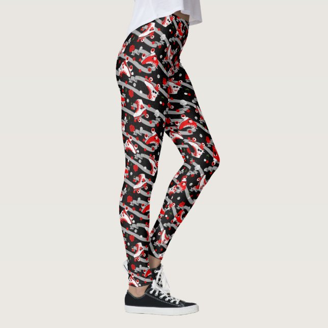 Rockabilly Retro Roller Skating Pattern Leggings (Right)