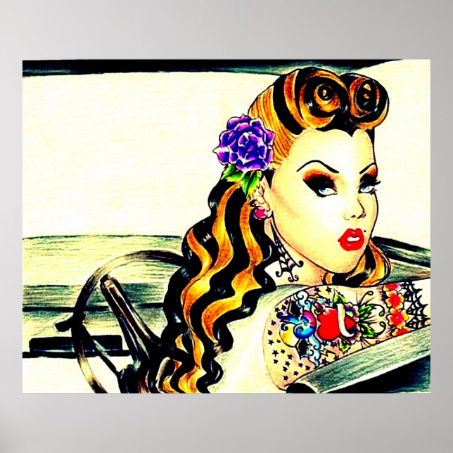 rockabilly retro tattoo girl poster picture (Front)