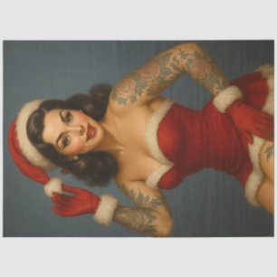 Rockabilly Santa Pin-Up – Vintage Tattoo Bombshell Tissue Paper