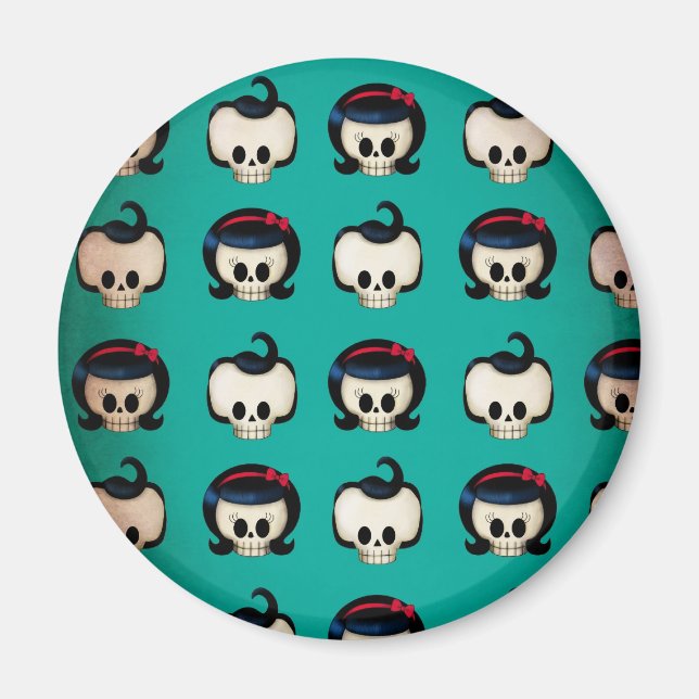 Rockabilly Skulls Pattern Magnet (Front)