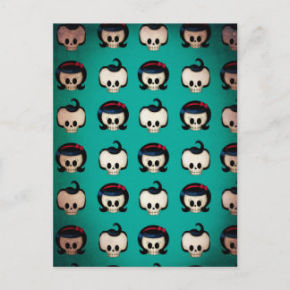 Rockabilly Skulls Pattern Postcard