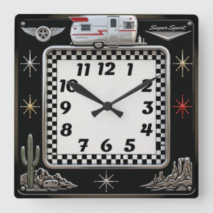 Rockabilly Square Wall Clock