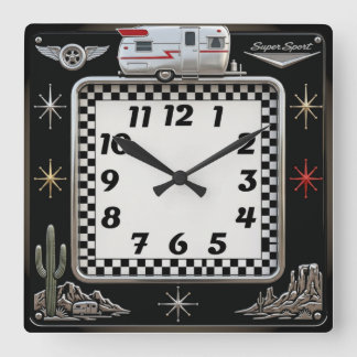 Rockabilly Square Wall Clock