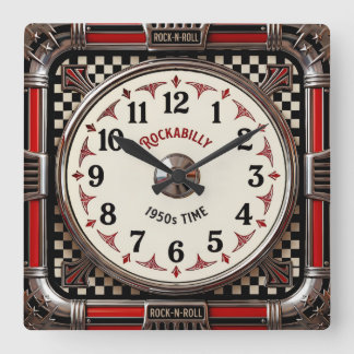 Rockabilly Square Wall Clock