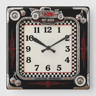 Rockabilly Square Wall Clock