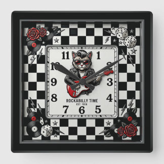 Rockabilly Square Wall Clock