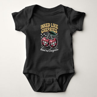 Rockabilly Tattoo Cherry Design Baby Bodysuit