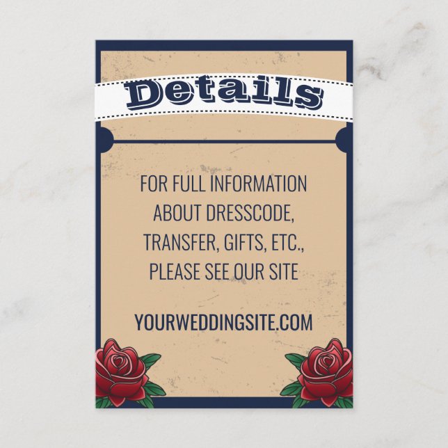 Rockabilly Tattoo Gothic Wedding Enclosure Card (Front)