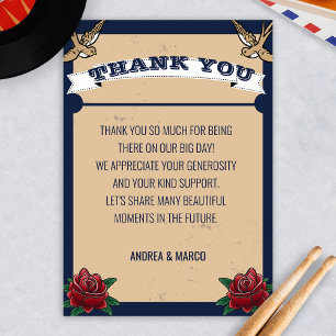 Rockabilly Tattoo Gothic Wedding Thank You Card