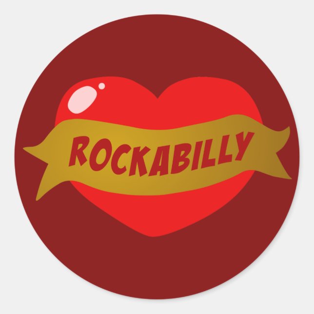 Rockabilly Tattoo Heart Classic Round Sticker (Front)