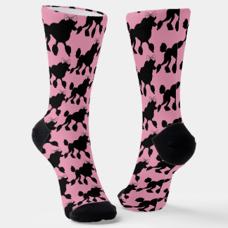 Rockabilly Vintage Black Poodles on Pink Socks