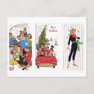 rockabilly vintage Christmas Holiday Postcard