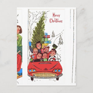 rockabilly vintage Christmas Holiday Postcard
