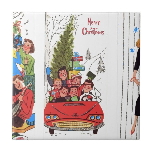 rockabilly vintage Christmas Tile (Front)