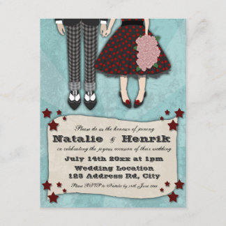 Rockabilly Wedding, 4.25x5.5 wedding Invitation