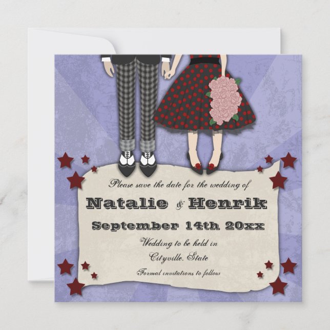 Rockabilly Wedding, 5.25x5.25 save the date (Front)