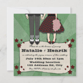 Rockabilly Wedding, 5.25x5.25 wedding Invitation