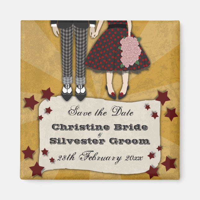 Rockabilly Wedding, save the date Magnet (Front)