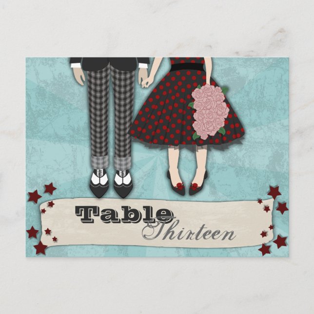 Rockabilly Wedding, table setting Postcard (Front)