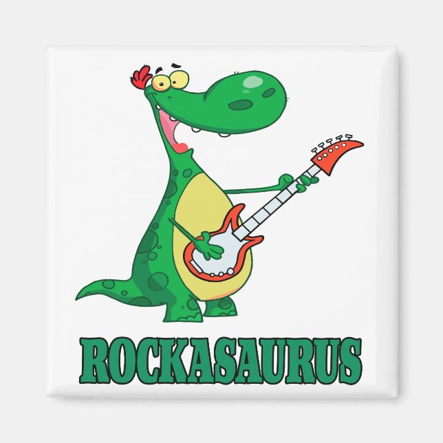 rockasaurus rock n roll dino dinosaur.ai magnet (Front)