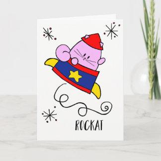 Rockat cartoon rocket cat inspirational quote card