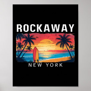 Rockaway Beach New York Men Women Surfing  Poster